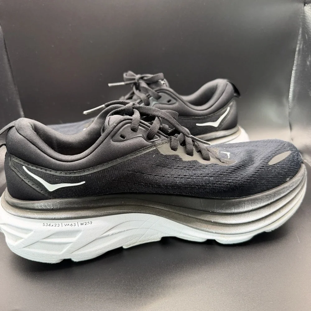 Women's HOKA Bondi 8 running shoes Black/White 1127952 BWHT SZ 8.5B Athletic